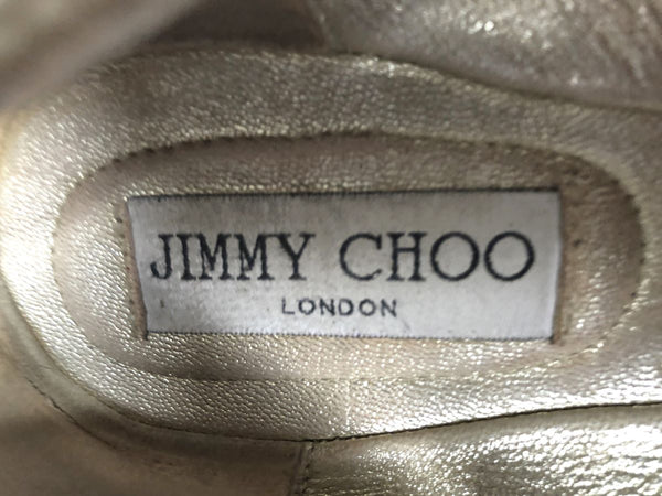 Jimmy Choo Authentic Size 6.5 - 7 Gold Rhinestone Flats