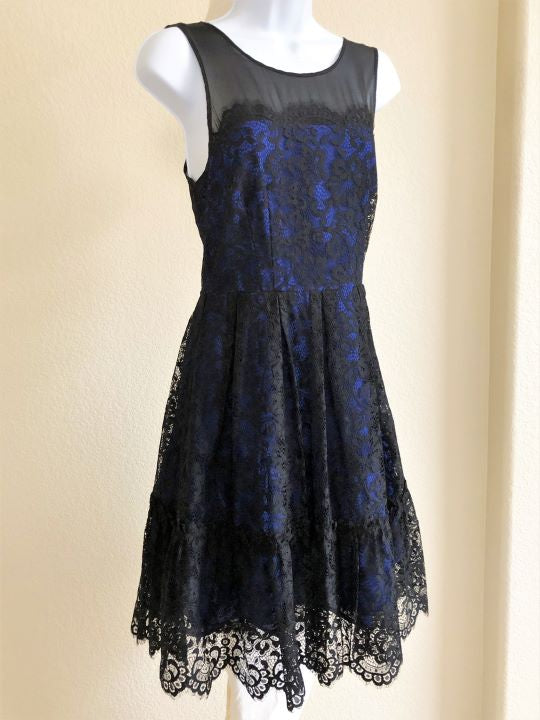 Moulinette Soeurs Anthropologie Size 6 Blue Silk Lace Dress Blue / 6 Moulinette Soeurs Anthropologie Size 6 Blue Silk Lace Dress Blue / 6