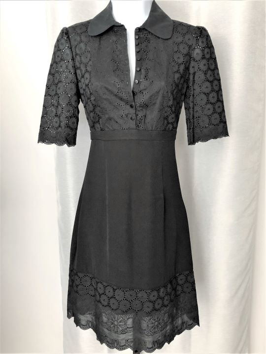 Catherine Malandrino Size 0 Black Eyelet Lace Dress Black / 0