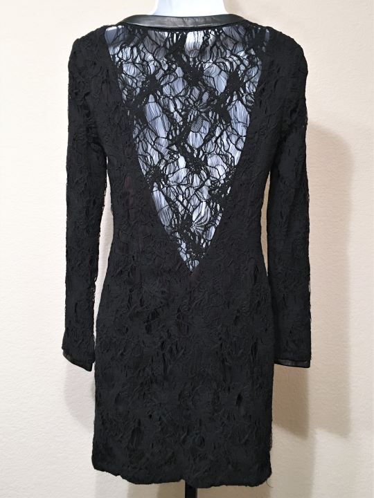strapless open back dress Rag & Bone Size 2 Sheila Black Lace Open Back Dress – FABULUX