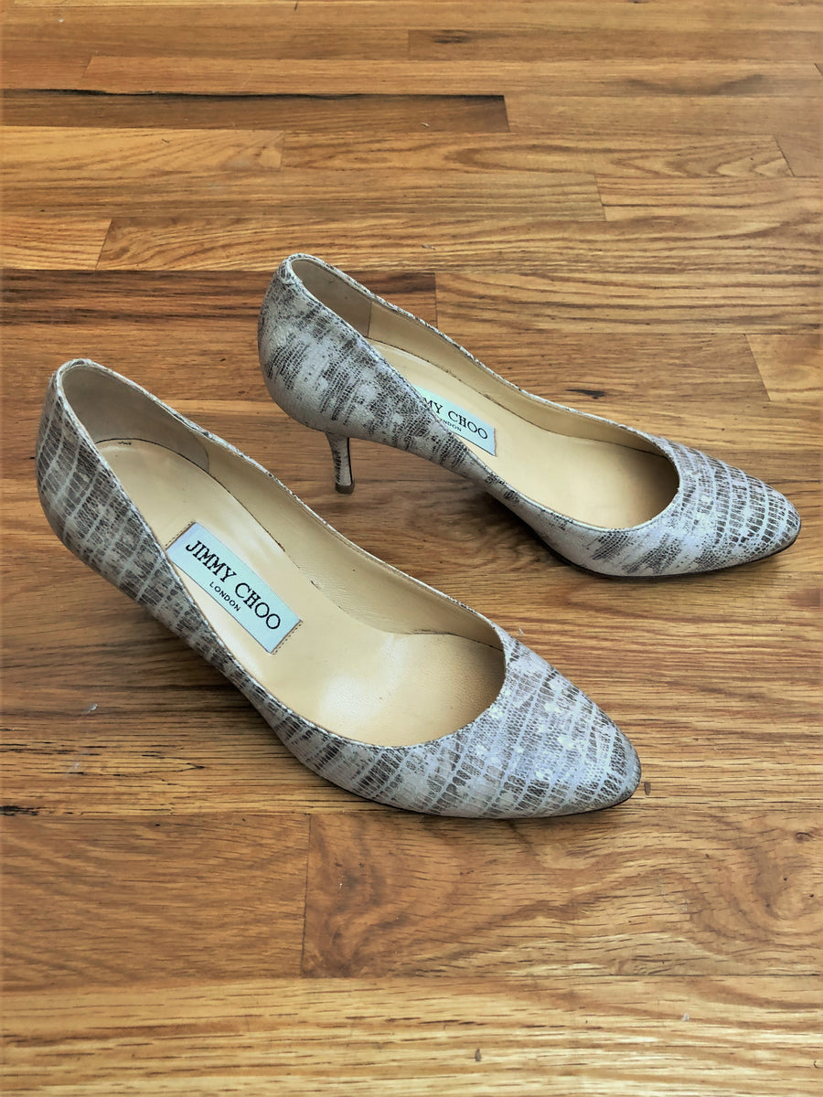 Jimmy Choo Authentic Size 6.5 Irena Cream Snakeskin Pumps FABULUX