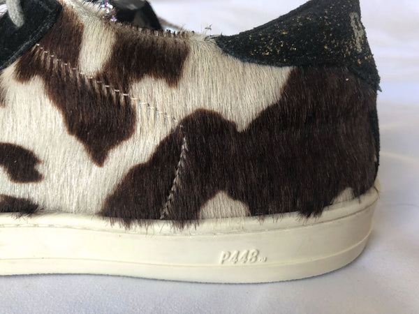 P448 Size 6.5 John Leather Cow Glitter Sneakers