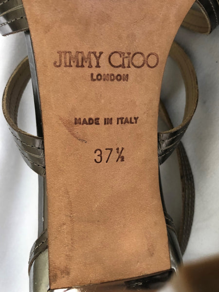 Jimmy Choo Size 7.5 Champagne Leather Heels