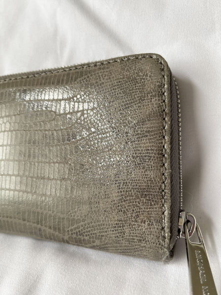 Michael Kors Gray Snakeskin Jet Set Leather Wallet