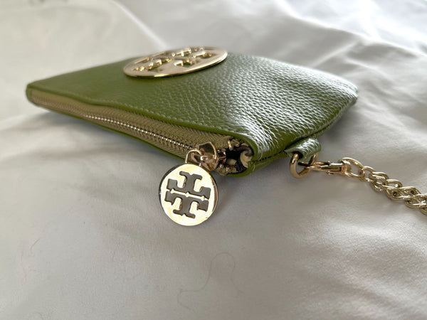 Tory Burch Green Leather Wristlet