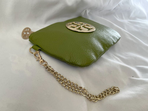 Tory Burch Green Leather Wristlet