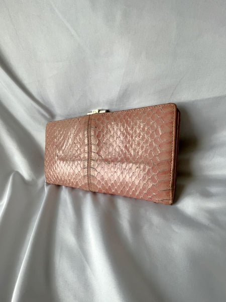 Christian Dior Authentic Pink Vintage Snakeskin Wallet