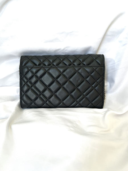 Kurt Geiger Black Leather Drench Quilted Chain Wallet