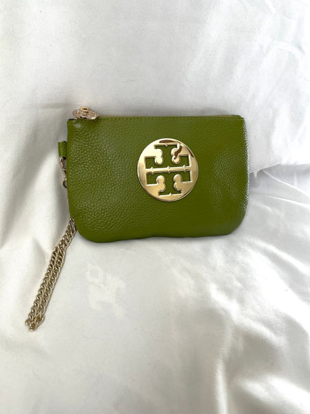 Tory Burch Green Leather Wristlet