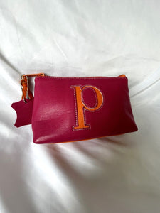 Jam by Jana Feifer NEW Pink Leather Pouch 'P' Initial