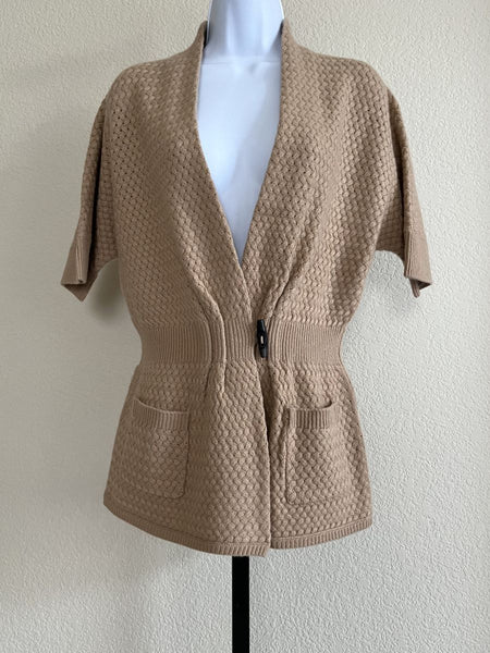 Neiman Marcus LARGE Tan Cashmere Cardigan