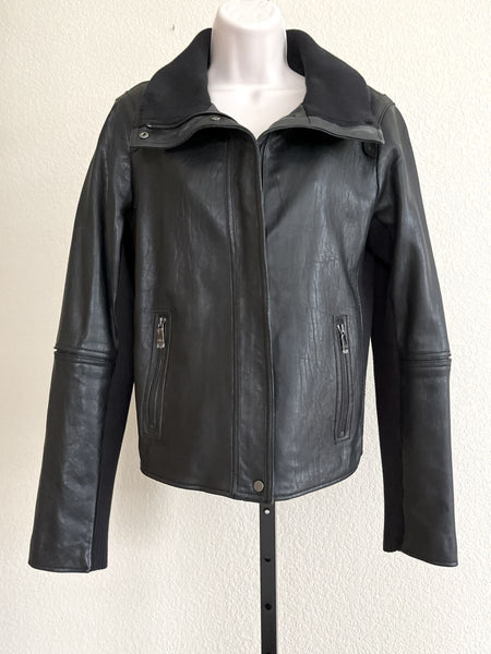 VINCE D'Agneau Size Large Black Leather Jacket