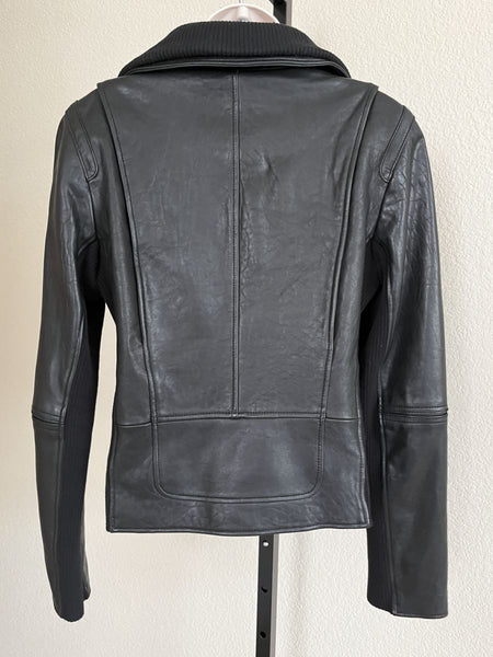 VINCE D'Agneau Size Large Black Leather Jacket
