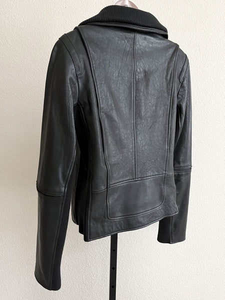 VINCE D'Agneau Size Large Black Leather Jacket