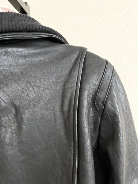 VINCE D'Agneau Size Large Black Leather Jacket