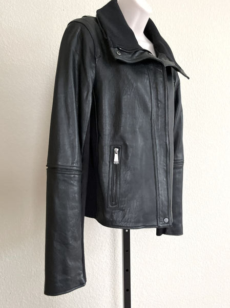 VINCE D'Agneau Size Large Black Leather Jacket
