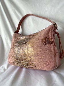 Isabella Fiore Vintage Pink Croc and Fur Bag