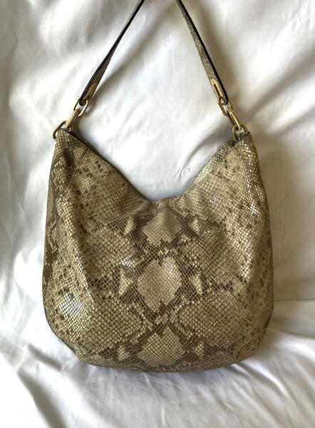 Michael Kors Beige Leather Snakeskin Hobo