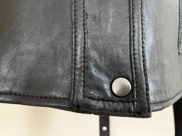 VINCE D'Agneau Size Large Black Leather Jacket