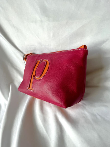Jam by Jana Feifer NEW Pink Leather Pouch 'P' Initial
