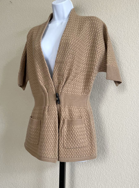 Neiman Marcus LARGE Tan Cashmere Cardigan