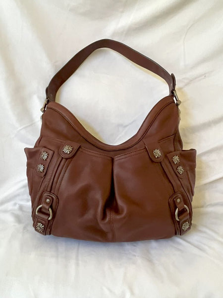 B Makowsky Brown Leather Shoulder Bag