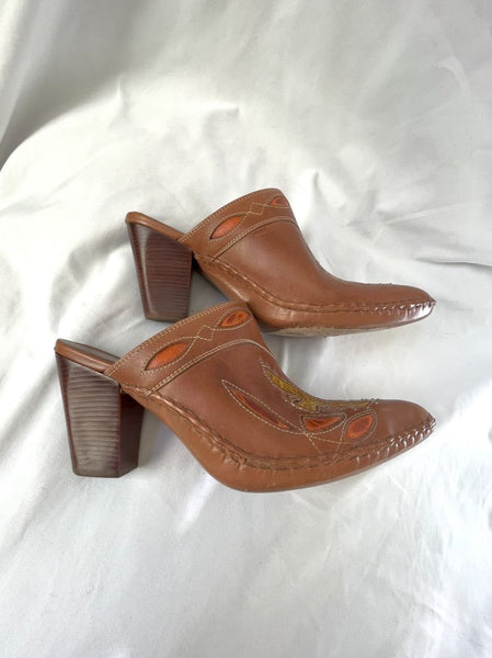 Frye Phoenix Size 10 Brown Clog Mules