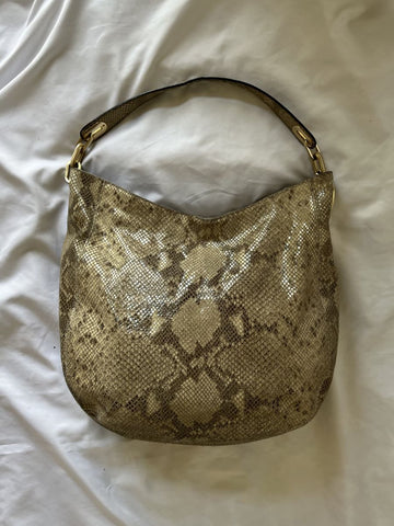 Michael Kors Beige Leather Snakeskin Hobo