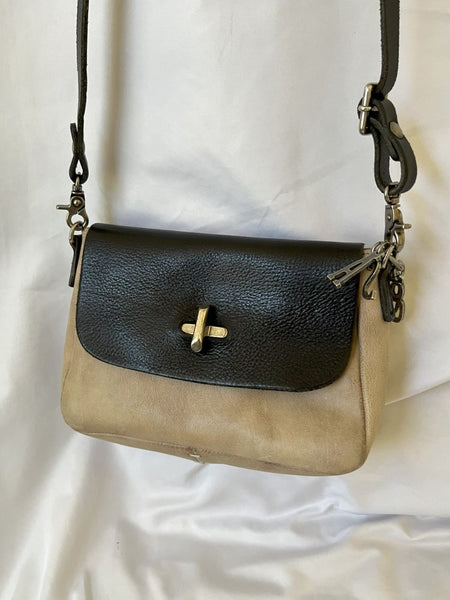 a.s.98 Cream and Black Mini Crossbody Bag