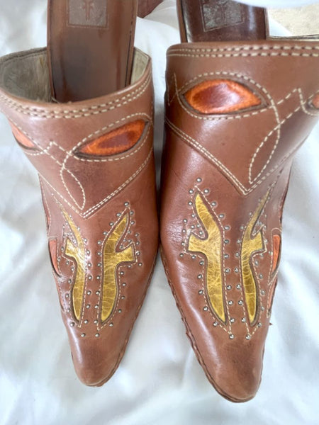 Frye Phoenix Size 10 Brown Clog Mules