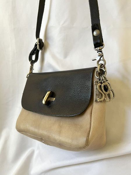 a.s.98 Cream and Black Mini Crossbody Bag