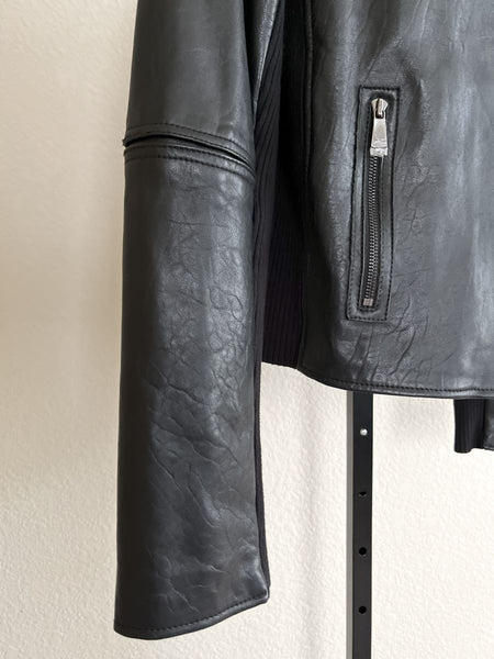 VINCE D'Agneau Size Large Black Leather Jacket
