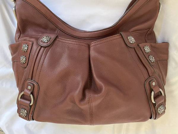 B Makowsky Brown Leather Shoulder Bag