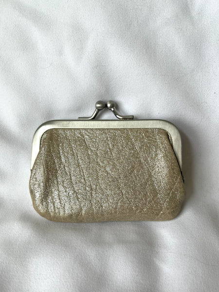 Junior Drake Beige Leather Shimmer Wristlet