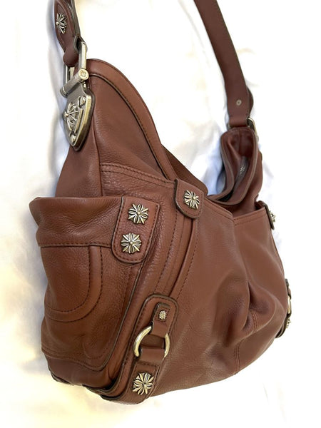B Makowsky Brown Leather Shoulder Bag