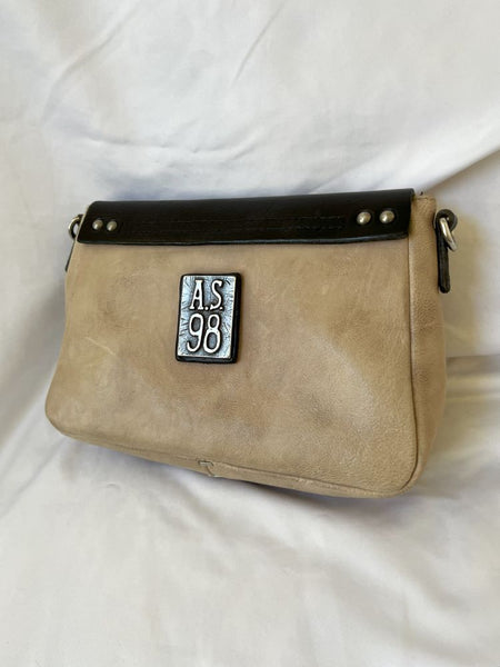 a.s.98 Cream and Black Mini Crossbody Bag