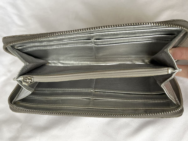 Michael Kors Gray Snakeskin Jet Set Leather Wallet