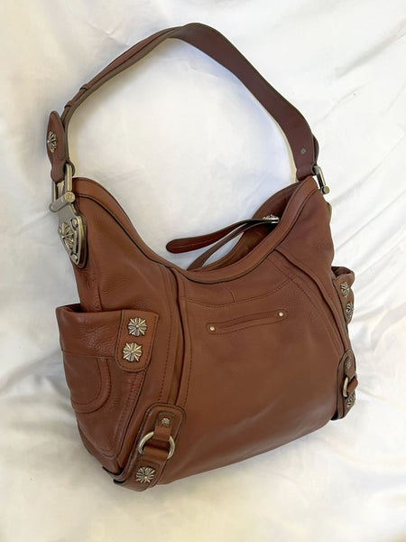 B Makowsky Brown Leather Shoulder Bag