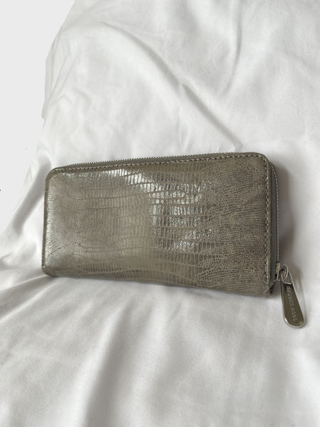 Michael Kors Gray Snakeskin Jet Set Leather Wallet