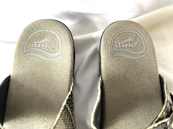 Dansko Sophie Size 6 Sandals Black Gray Leather Snakeskin