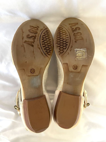 a.s.98 Lucus Size 7.5 Cream Metallic Sandals