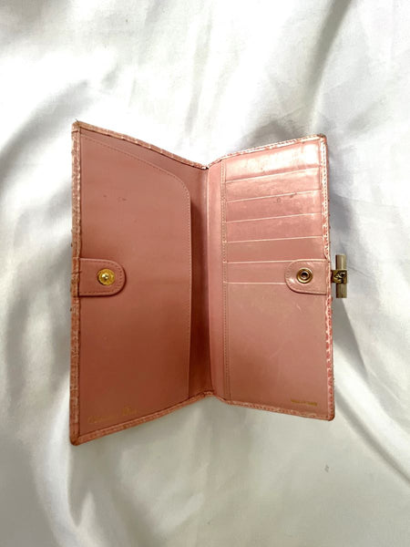 Christian Dior Authentic Pink Vintage Snakeskin Wallet