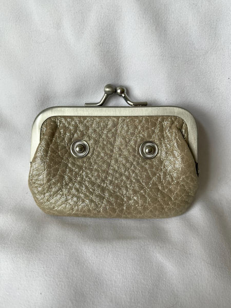 Junior Drake Beige Leather Shimmer Wristlet