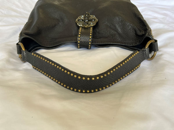 Leatherock Black Leather Studded Hobo