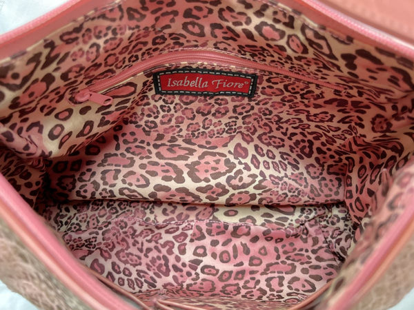 Isabella Fiore Vintage Pink Croc and Fur Bag