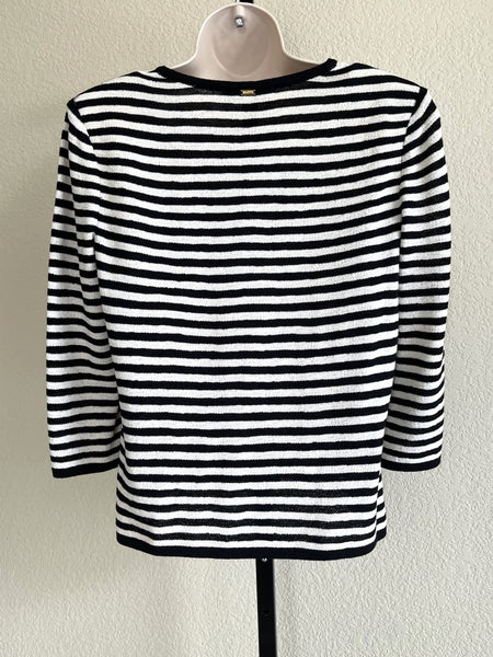 St. John MEDIUM Vintage Striped Wool Blend Cardigan