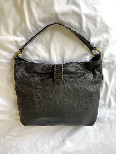 Leatherock Black Leather Studded Hobo