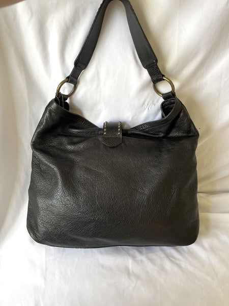 Leatherock Black Leather Studded Hobo