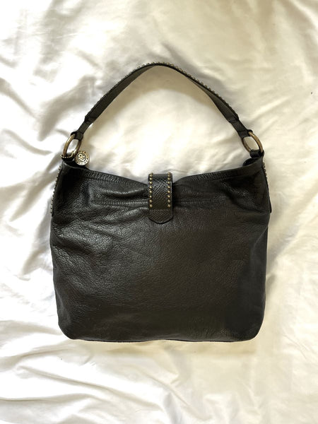 Leatherock Black Leather Studded Hobo