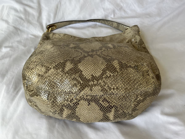 Michael Kors Beige Leather Snakeskin Hobo